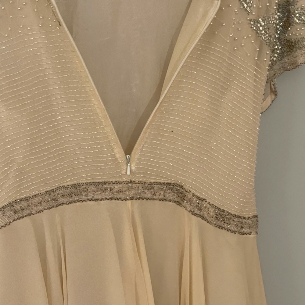 VINTAGE - OLEG CASSINI SILK BEADED DRESS - Picture 9 of 15